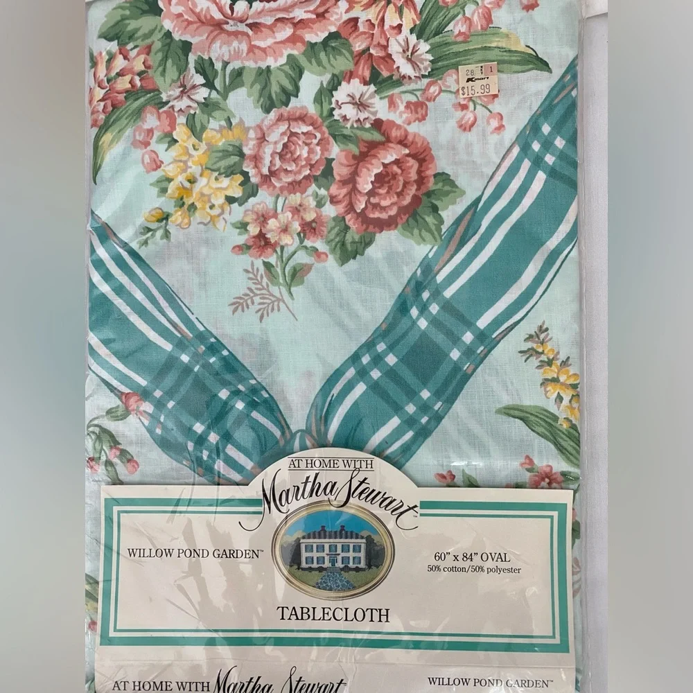 Martha Stewart Tablecloth Oval Willow Pond Garden Floral NWT 60 X 84 Cottage